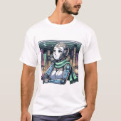 T-shirt Robot féminin portant une écharpe (Devant)