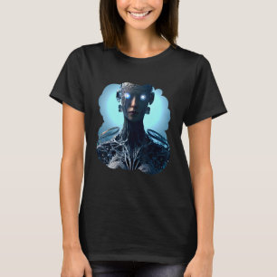 T-shirt Robot Féminin Sci-Fi Cyborg Futuriste Unique Numér