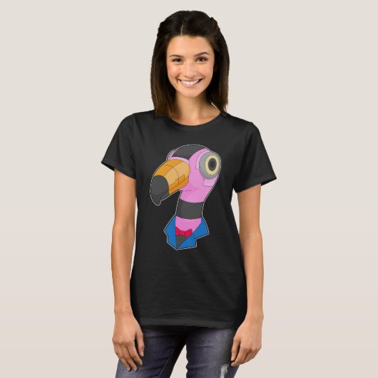 T-shirt Robot Flamant rose (Devant entier)