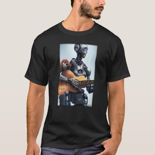 T-shirt Robot Guitare Future Technologie Science Sci Fi Ma (Devant)