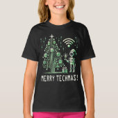 T-shirt Robot IA avec arbre de Noël Tech - Joyeux Techmas (Devant)