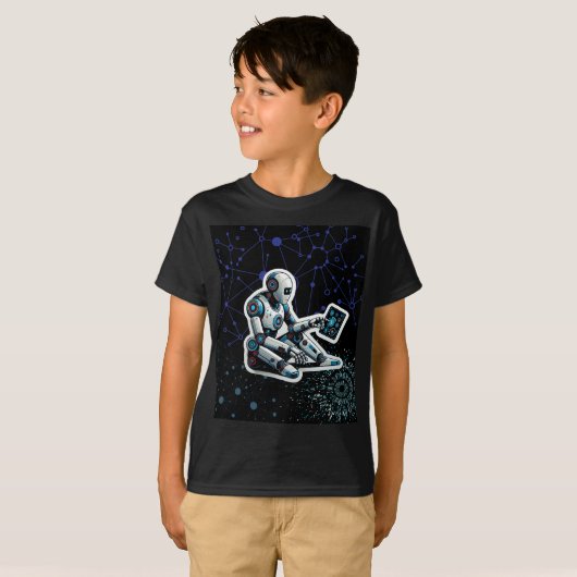 T-shirt Robot IA Sur Ordinateur (Devant entier)