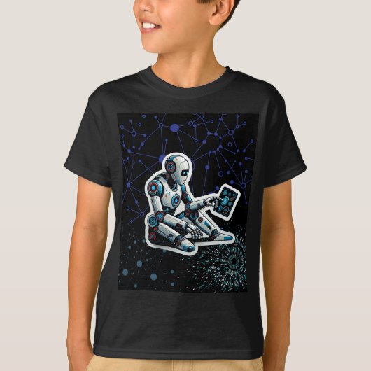 T-shirt Robot IA Sur Ordinateur (Devant)