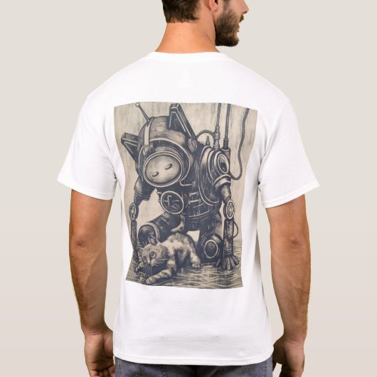 T-shirt Robot Linocut Steampunk (Dos)