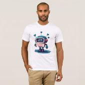 T-shirt Robot mignon avec amour Valentines Message Tee, Am (Devant entier)