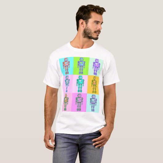 T-shirt Robot Pop Retro v3 (Devant entier)