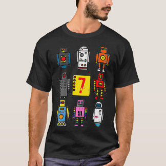 T-shirt Robot pour enfants 7e anniversaire Robotique rétro