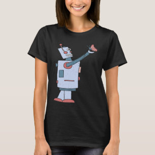 T-shirt Robot rétro avec papillon en S Vintage désorganisé
