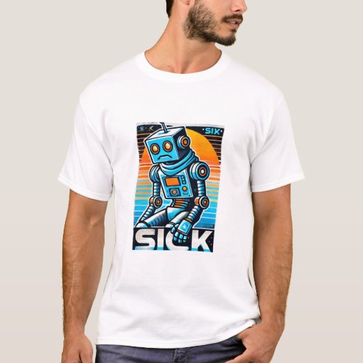 T-shirt Robot Retro Sick (Devant)