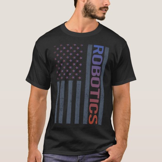 T-shirt Robot Robot Robot américain Drapeau (Devant)