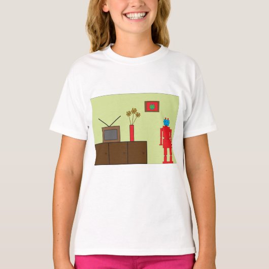 T-shirt Robot rouge rétro (Devant)