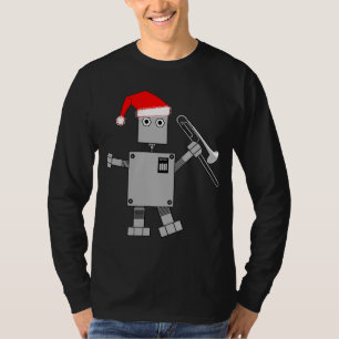 T-shirt Robot Trombone Santa Hat