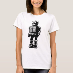 T-shirt Robot Vintage noir et blanc