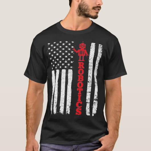 T-shirt Robotics USA American Flag Robots (Devant)