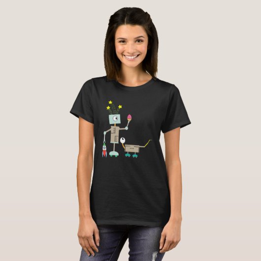 T-shirt Robotique Chien Robot Foot Chiot Chiot Puppy Cupca (Devant entier)