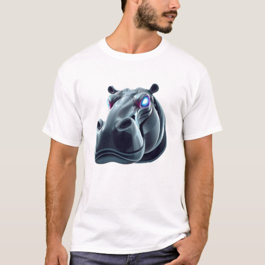 T-shirt Robotique Hippo Face Art (Devant)
