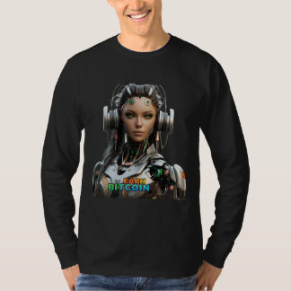T-shirt robotique IA "GAGNEZ BITCOIN" futuriste