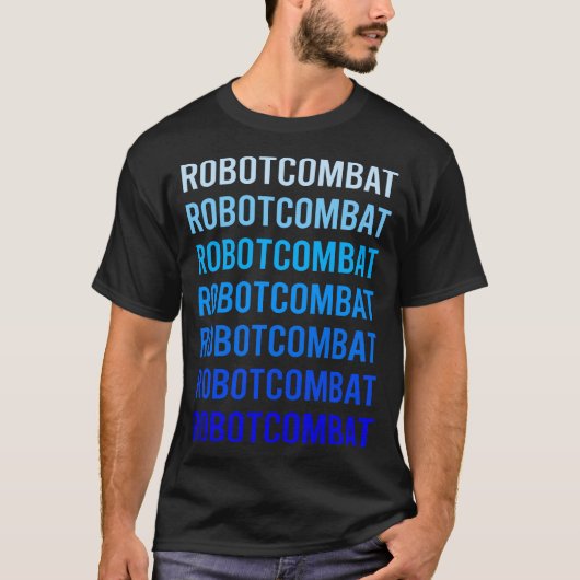T-shirt Robots de combat de texte bleu (Devant)