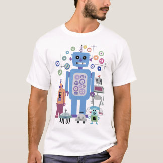 T-shirt Robots rétro et engrenages