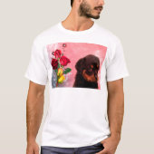 T-shirt Robuste Chiot avec Fleurs Rouge et Jaune (Devant)