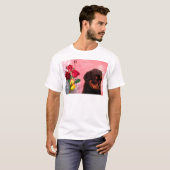 T-shirt Robuste Chiot avec Fleurs Rouge et Jaune (Devant entier)