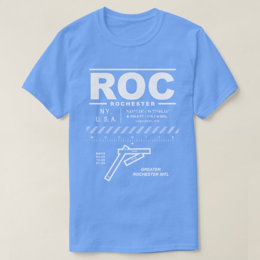 T-shirt ROC de l'aéroport international de Rochest (Design devant)