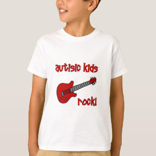 T-shirt Roche autiste d'enfants avec la guitare (couleurs