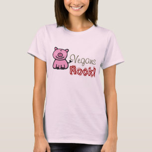 T-shirt Roche de végétaliens ! (porcin rose mignon)