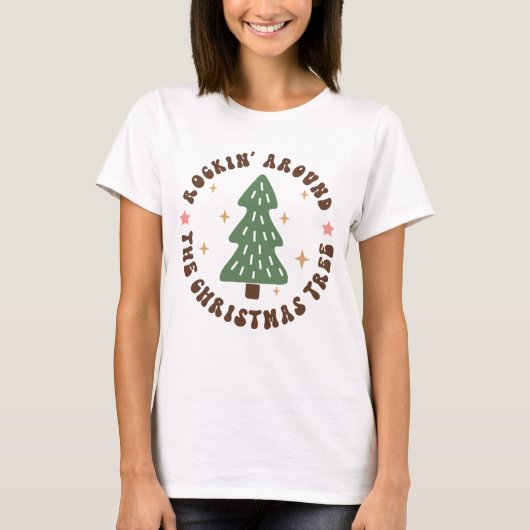 T-shirt Rocher Autour De L'Arbre De Noël (Devant)