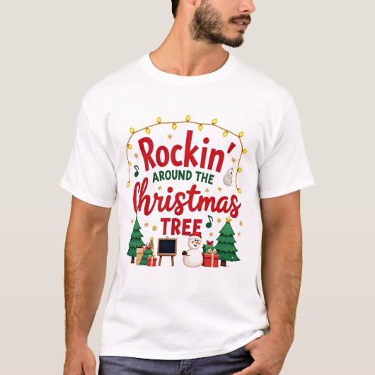 T-shirt Rocher Autour De L'Arbre De Noël (Devant)