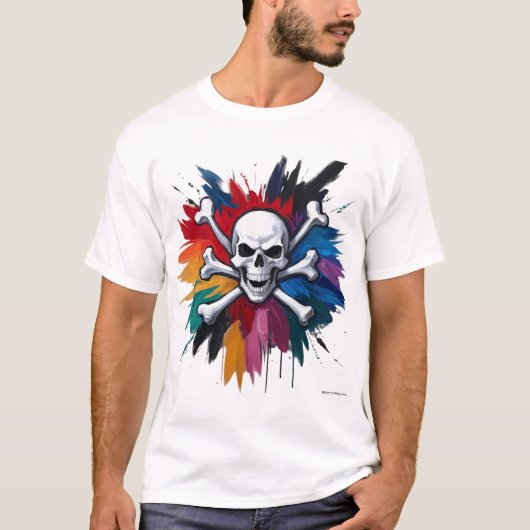 T-shirt Rocher 'n' Roll crâne mural (Devant)
