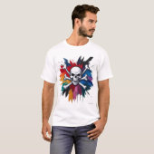 T-shirt Rocher 'n' Roll crâne mural (Devant entier)