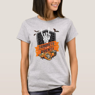 T-shirt Rochers Sobriety! avec chauves-souris et Roses