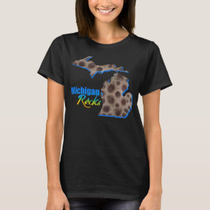 T-shirt Roches du Michigan   motif de pierre Petoskey