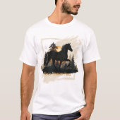 T-shirt Rocheuse Rustique Cheval Silhouette coucher de sol (Devant)