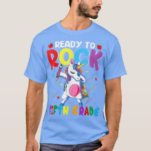 T-shirt Rock 5E Grade Dabbing Unicorn Girls Retour à Sch