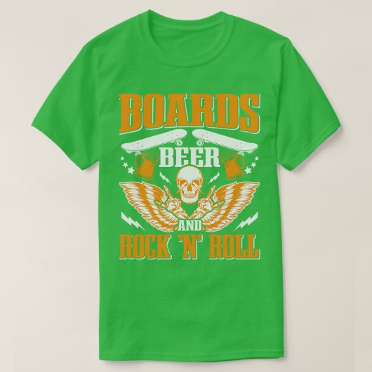 T-shirt Rock And Roll Beer Concert Skateboard Skateboar (Design devant)