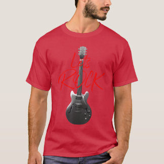 T-shirt Rock and Roll LETS ROCK Vintage Guitar Retro Men W