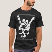 T-shirt Rock And Roll Metal Music Sign Crâne Skelton Main (Devant)