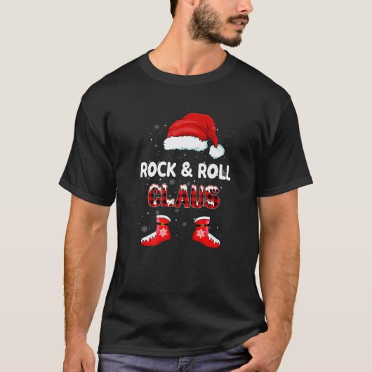 T-shirt Rock Et Roll Santa Claus Noël Correspondant Famill (Devant)