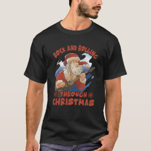 T-shirt Rock Et Rolling À Travers Noël Funny Guitar Sa