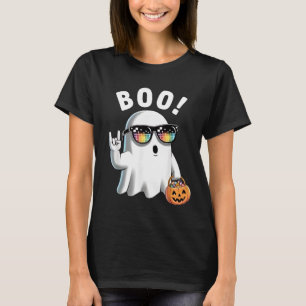 T-shirt Rock Ghost Retro Halloween Citrouille Funny Boo