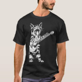 T-shirt Rock Guitar Cat Funny Music Design (Devant)