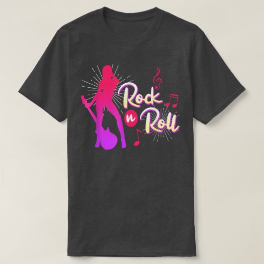 T-shirt Rock guitarist guitarist saying rock and roll (Design devant)