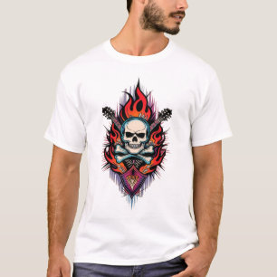 T-shirt Rock & Ink : Tatouage de tatouage crâne et os croi