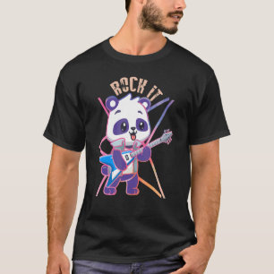 T-shirt Rock it Panda joue guitariste basse