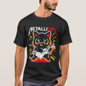T-shirt Rock Kitty Guitar Player Cute Metal Cat Design (Devant)