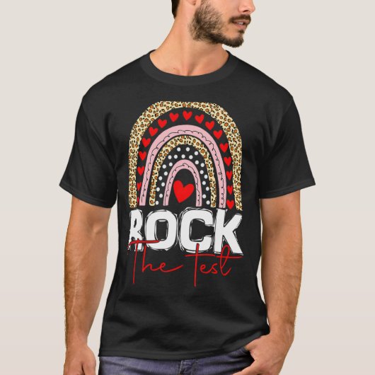 T-shirt Rock Le Jour De Test Enseignant Rainbow Leopard Te (Devant)