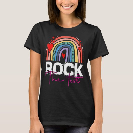 T-shirt Rock Le Jour De Test Enseignant Rainbow Leopard Te (Devant)