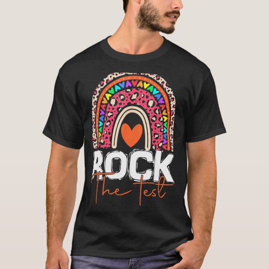 T-shirt Rock Le Jour De Test Enseignant Rainbow Leopard Te (Devant)